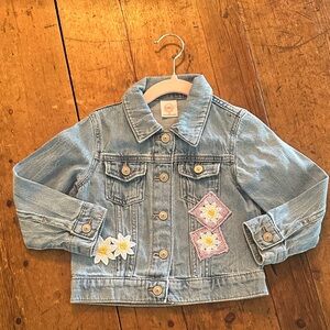 Wonder Nation Light Blue Denim Jacket with Floral Accents
